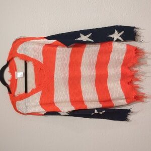 Main Strip Distressed U.S.A Stars & Stripes Sweater Size Large